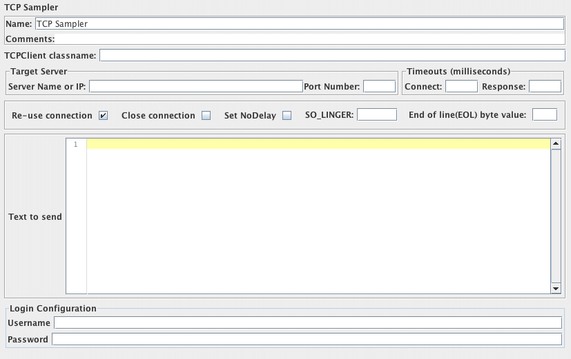 TCP Sampler Configuration Screen